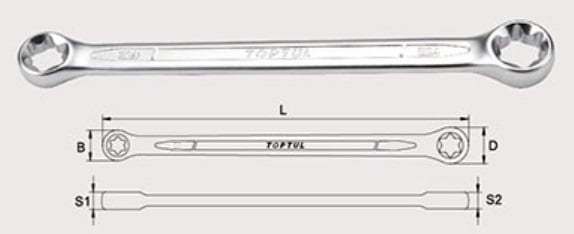 Ключ накидной TOPTUL AAEE0711 E7xE11 мм, 127 мм, прямой