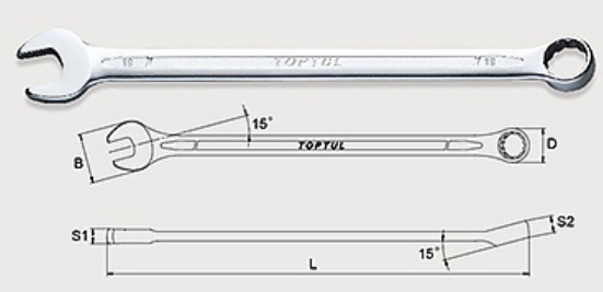 Ключ комбинированный TOPTUL AAEL1111 14 мм, 113 мм, супердлинный