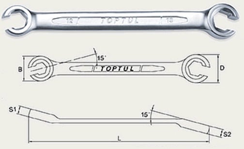 Ключ розрізний TOPTUL AEEA1417 14х17 мм, 190 мм