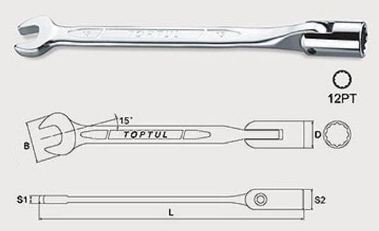 Ключ комбинированный TOPTUL AEEB1010 10 мм, 149 мм
