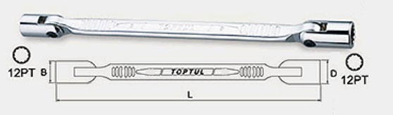 Ключ шарнірний TOPTUL AEEC0607 6х7 мм, 185 мм