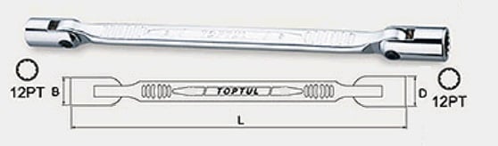 Ключ шарнірний TOPTUL AEEC0809 8х9 мм, 185 мм