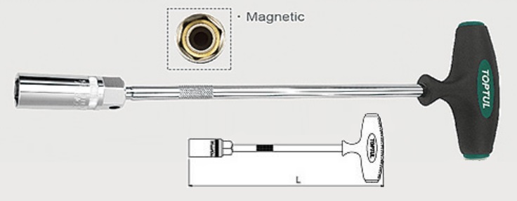 Ключ свечной TOPTUL CTFB2135 21 мм, 350 мм, Т-образный магнитный
