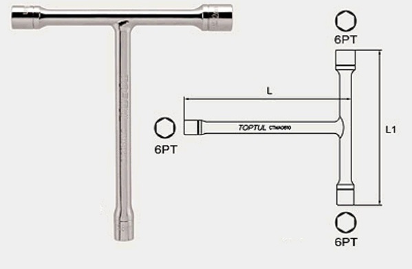 Ключ торцевой TOPTUL CTMA0810 8х10х12 мм, 135 мм, Т-образный