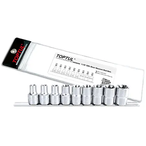 Набор головок TORX на планке TOPTUL 1/2" E10-E24 9ед. GAAG0901