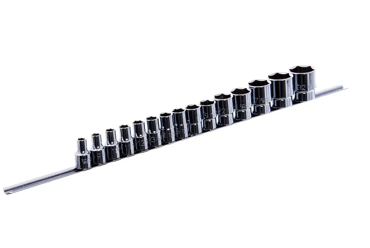 Набор 12-гранных головок на планке TOPTUL 12-гр. 1/2" 15ед. 8-32мм GAAQ1603U-12
