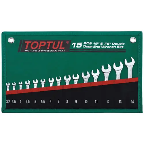 Набор ключей рожковых 15 шт. 3,2-14мм 15°х75° TOPTUL GRAJ1501