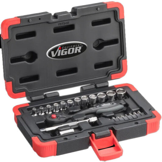 Универсальный набор инструментов 1/4", 23 ед, VIGOR V3734N