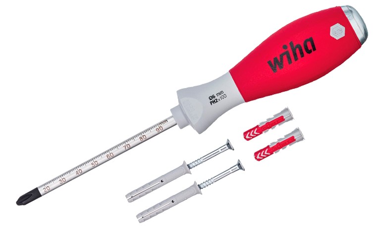 Ударная отвертка SoftFinish для забивания дюбелей PH2 x 100 мм в блистере WIHA 41289WH