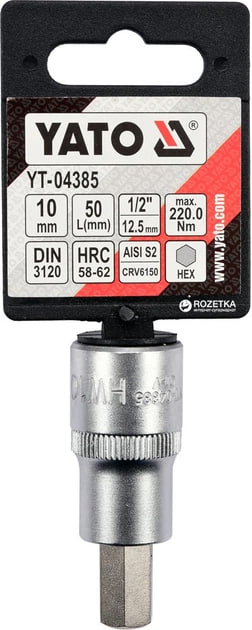 Головка торцевая квадрат 1/2 HEX M10, L=55 мм YATO YT-04385