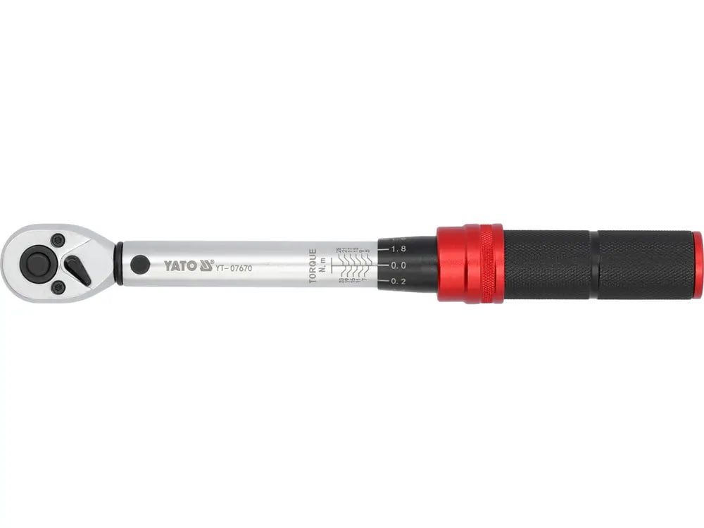 Ключ динамометричний YATO : квадрат 1/4", F= 5- 25 Нм, L= 230- 240 мм [40] YT-07670