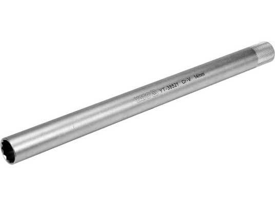 Головка торцевая 12-гранная к свечам двигателей квадрат 3/8", M14 L= 250 мм, Cr-V YATO YT-38521