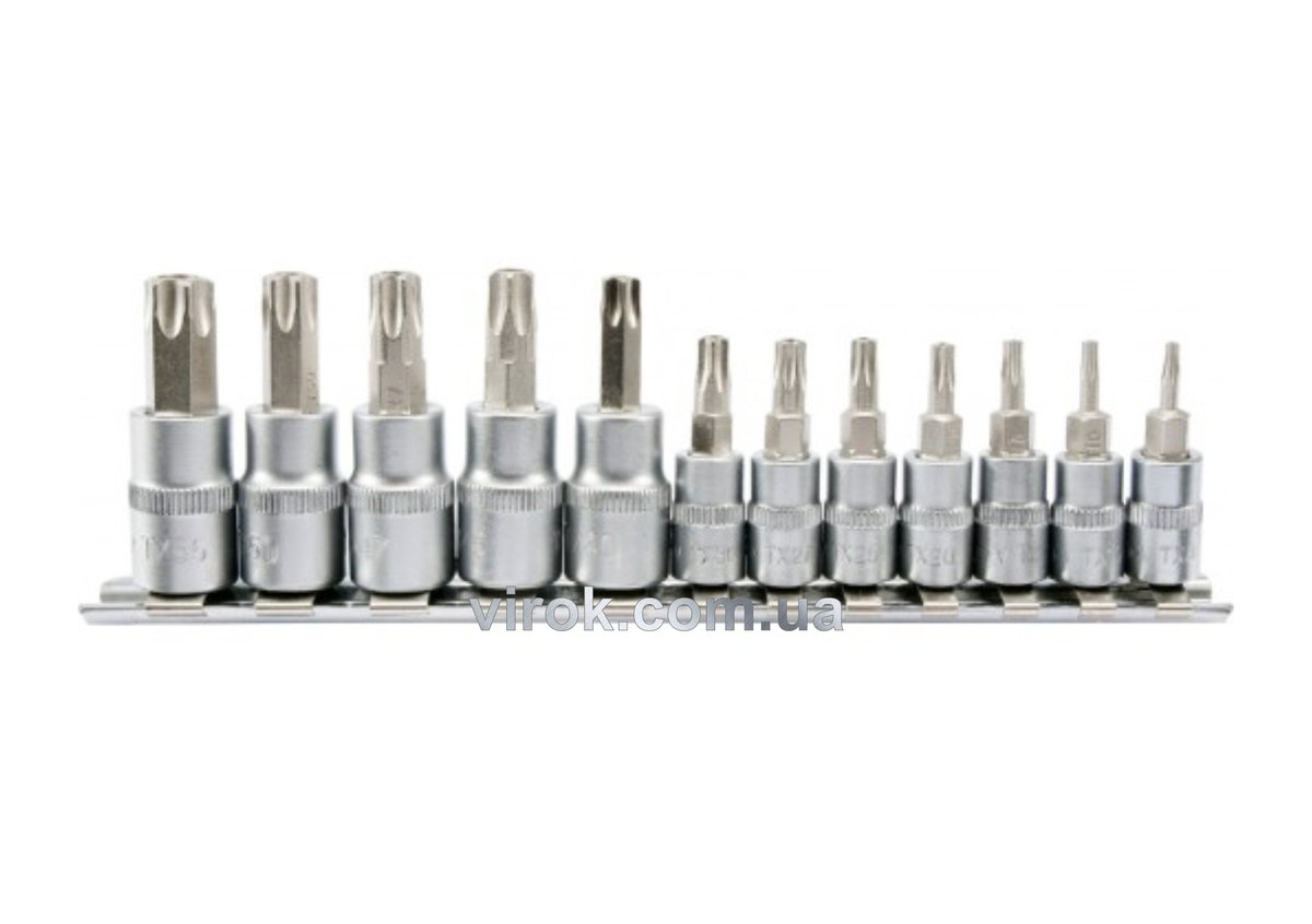 Головки торцевые с насадками "TORX TEMPERPROOF", квадрат 1/4, 3/8". Набор 12 шт. YATO YT-04332