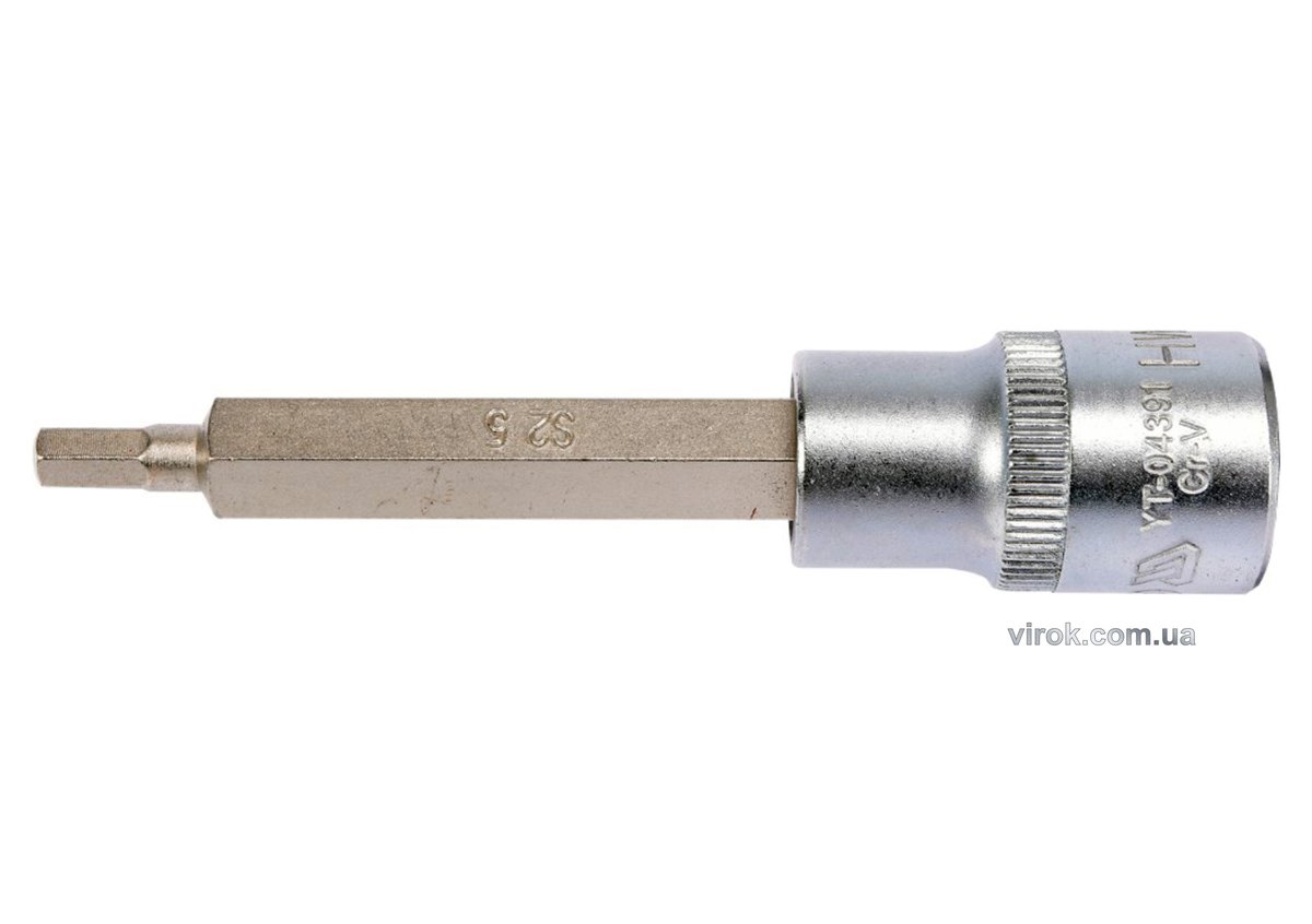Головка торцевая квадрат 1/2 HEX M5, L=100 мм. удлиненная YATO YT-04391
