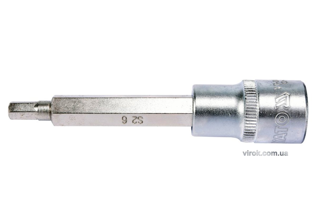 Головка торцевая квадрат 1/2 HEX M6, L=100 мм. удлиненная YATO YT-04392