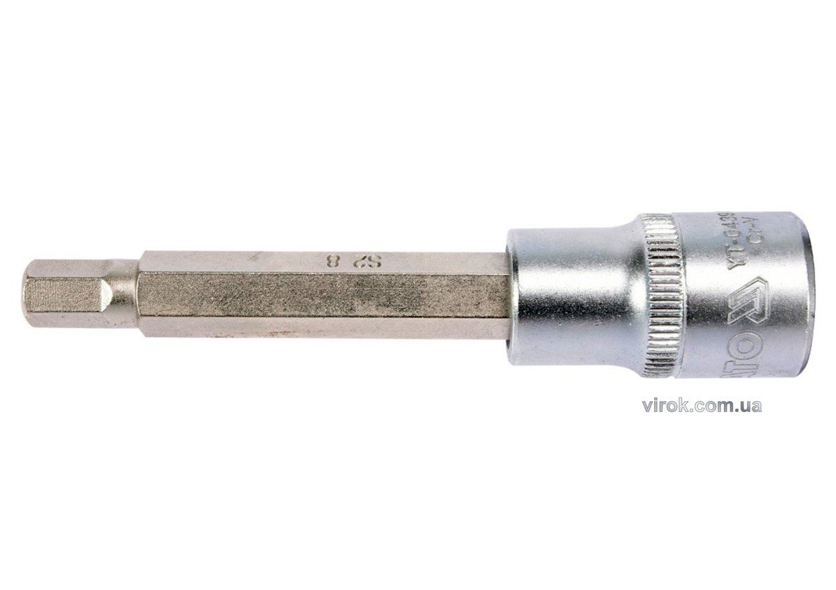 Головка торцевая квадрат 1/2 HEX M8, L=100 мм. удлиненная YATO YT-04394
