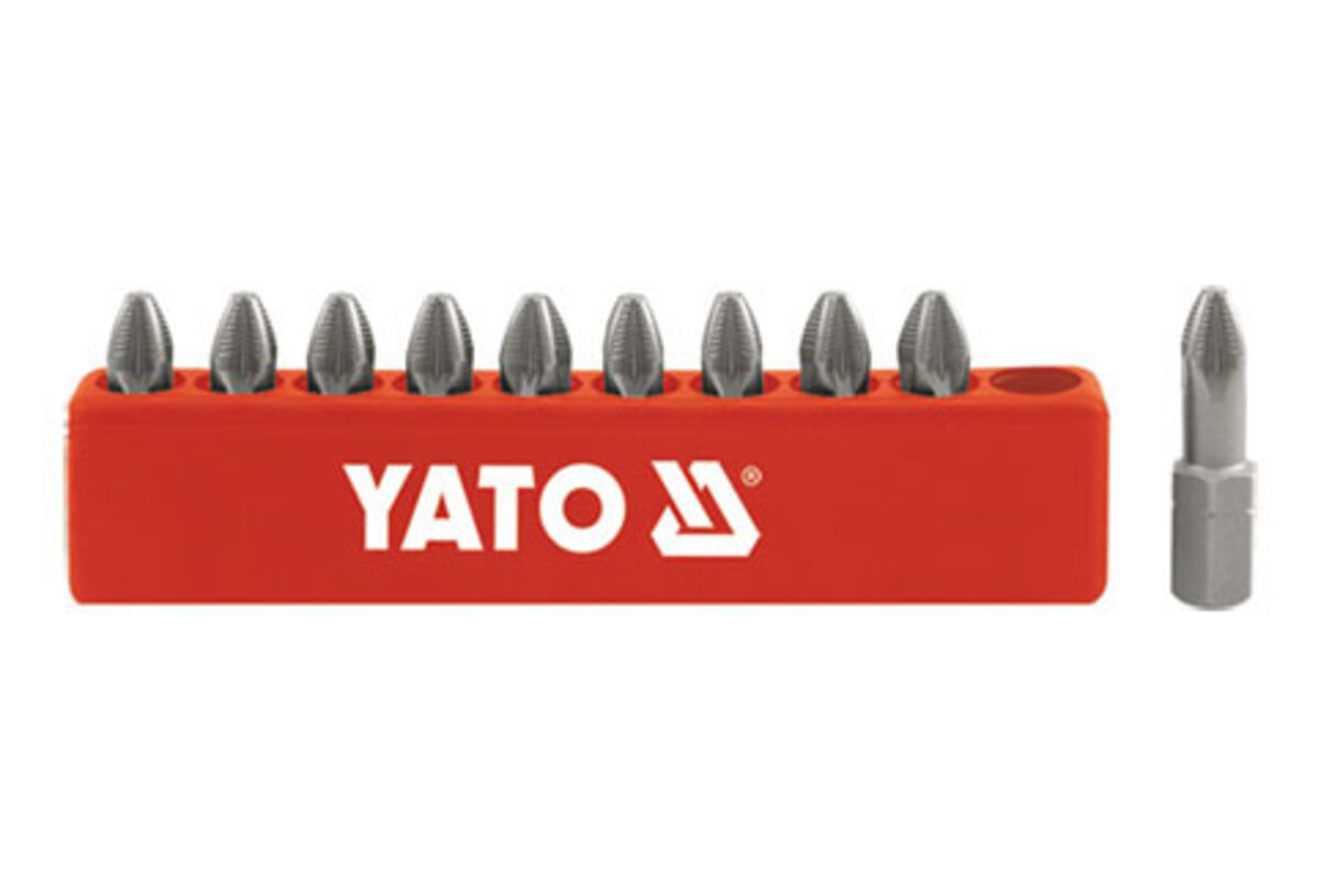 Набор отверточных насадок "Pozidriv" РZ1 x 25 мм. HEX 1/4" 10 шт. YATO YT-0470