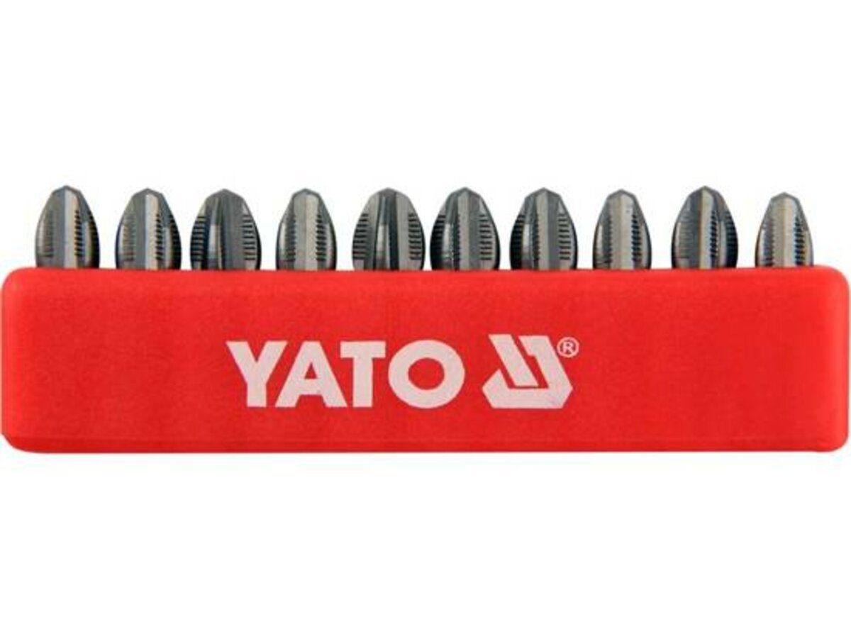 Набор отверточных насадок "Philips" PН3 x 25 мм. HEX 1/4" 10 шт. YATO YT-0476