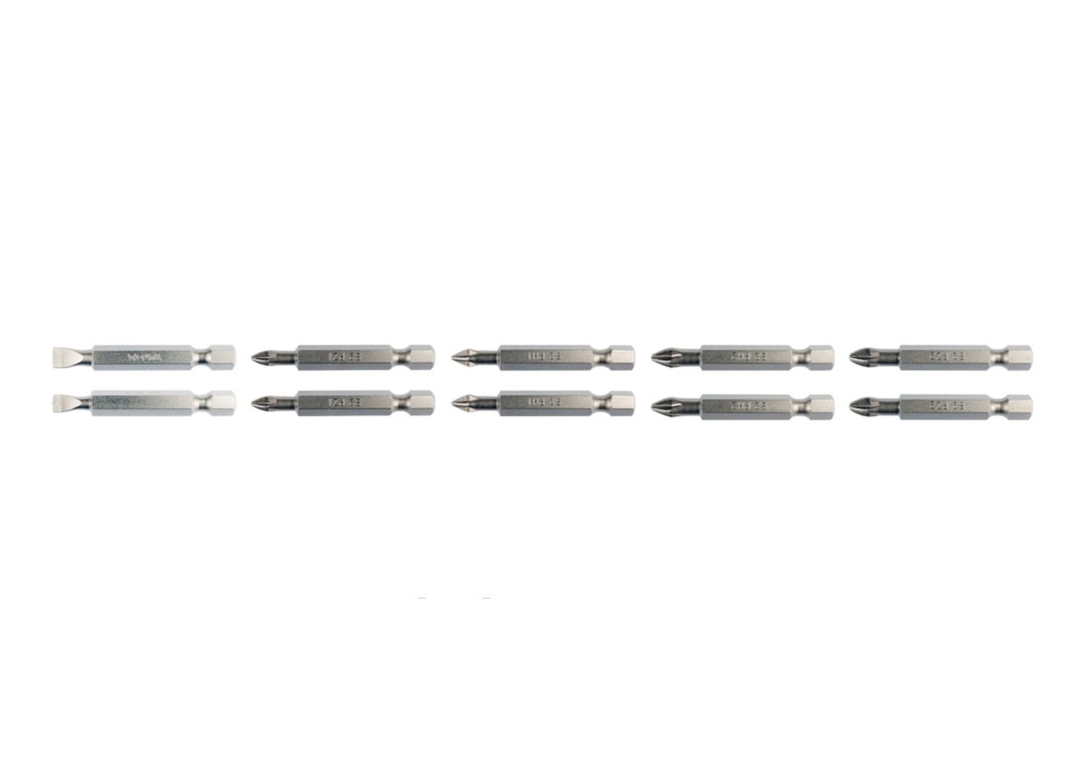 Набор отверточных насадок SL5, SL6, PH1/1, PH2/2, PZ1/1, PZ2/2, L= 50 мм. 10шт. YATO YT-04832