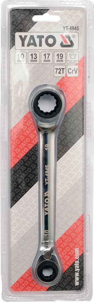 Ключ накидной YATO YT4945 10-13-17-19 мм, 200 мм, с трещоткой