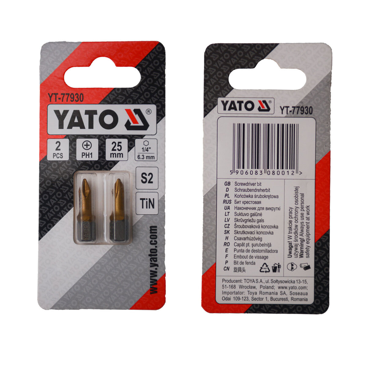 Отверточная насадка YATO PH1 х 25 мм. HEX 1/4