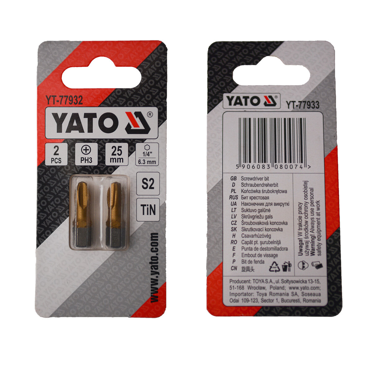 Отверточная насадка YATO PH3 х 25 мм. HEX 1/4