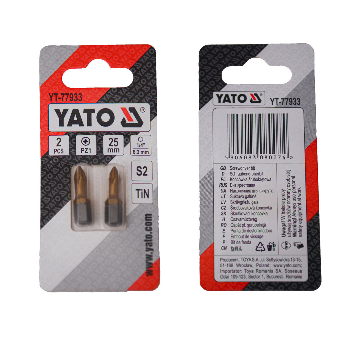 Отверточная насадка YATO PZ1 х 25 мм. HEX 1/4