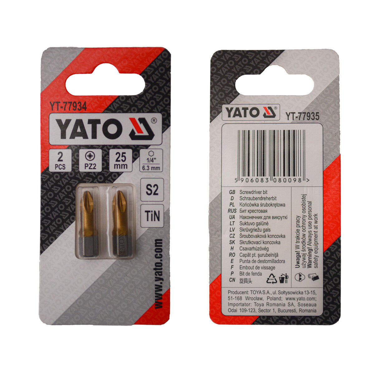 Отверточная насадка YATO PZ2 х 25 мм. HEX 1/4