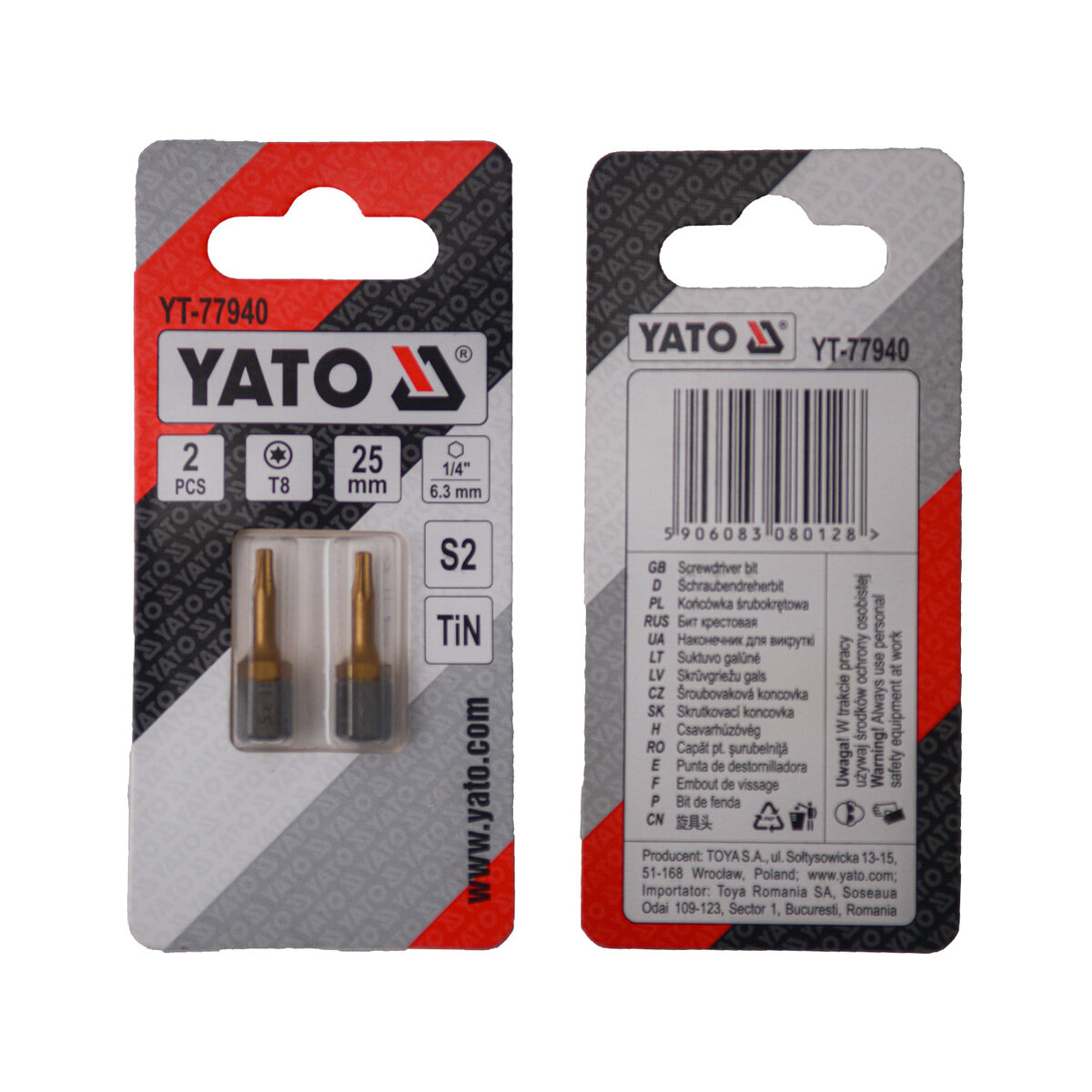 Отверточная насадка YATO TORX T8 х 25 мм. HEX 1/4