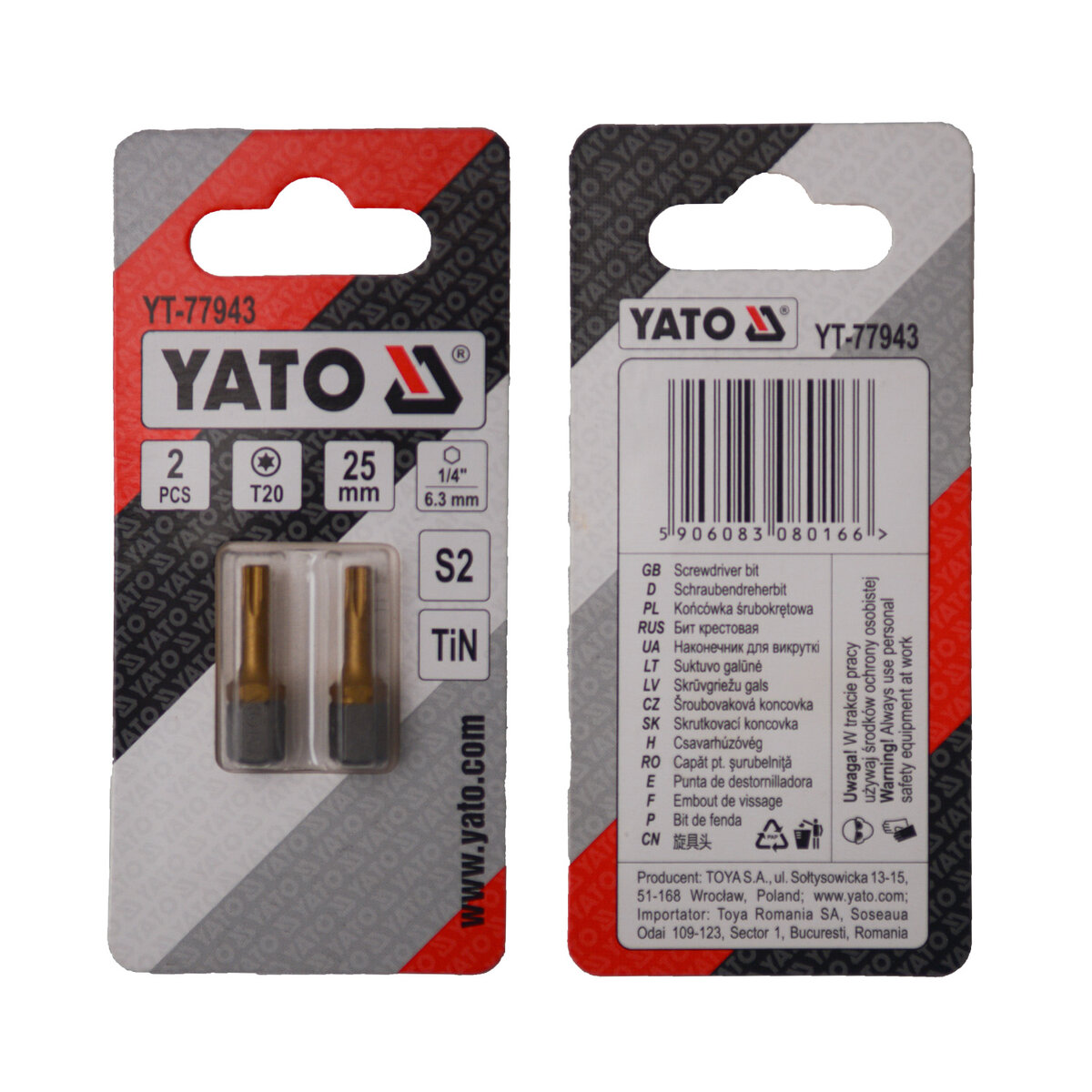 Отверточная насадка YATO TORX T20 х 25 мм. HEX 1/4