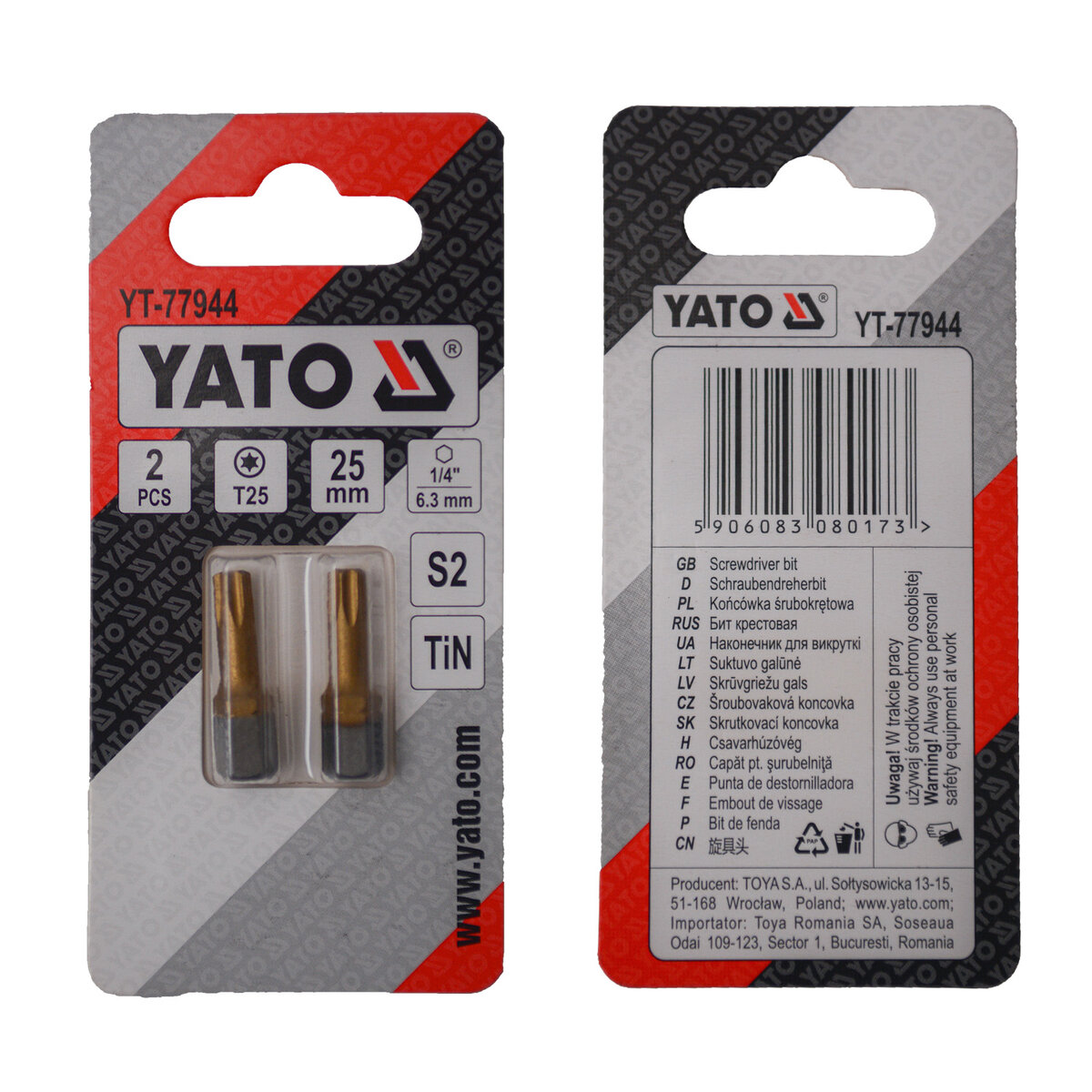 Отверточная насадка YATO TORX T25 х 25 мм. HEX 1/4