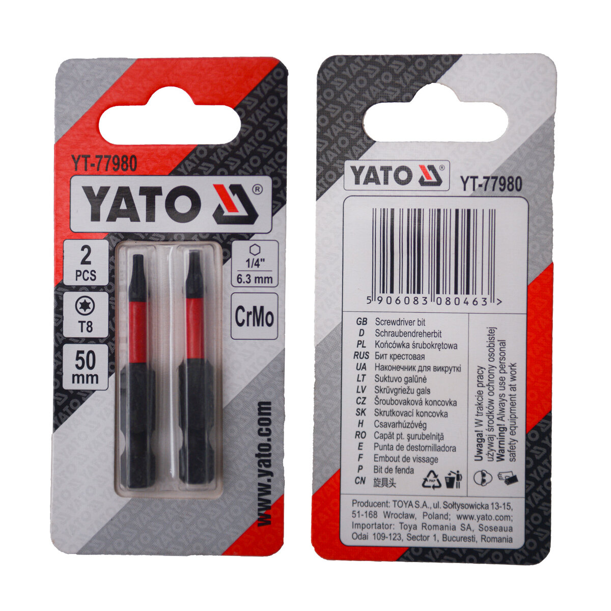 Отверточная насадка YATO TORX T8 х 50 мм. HEX 1/4