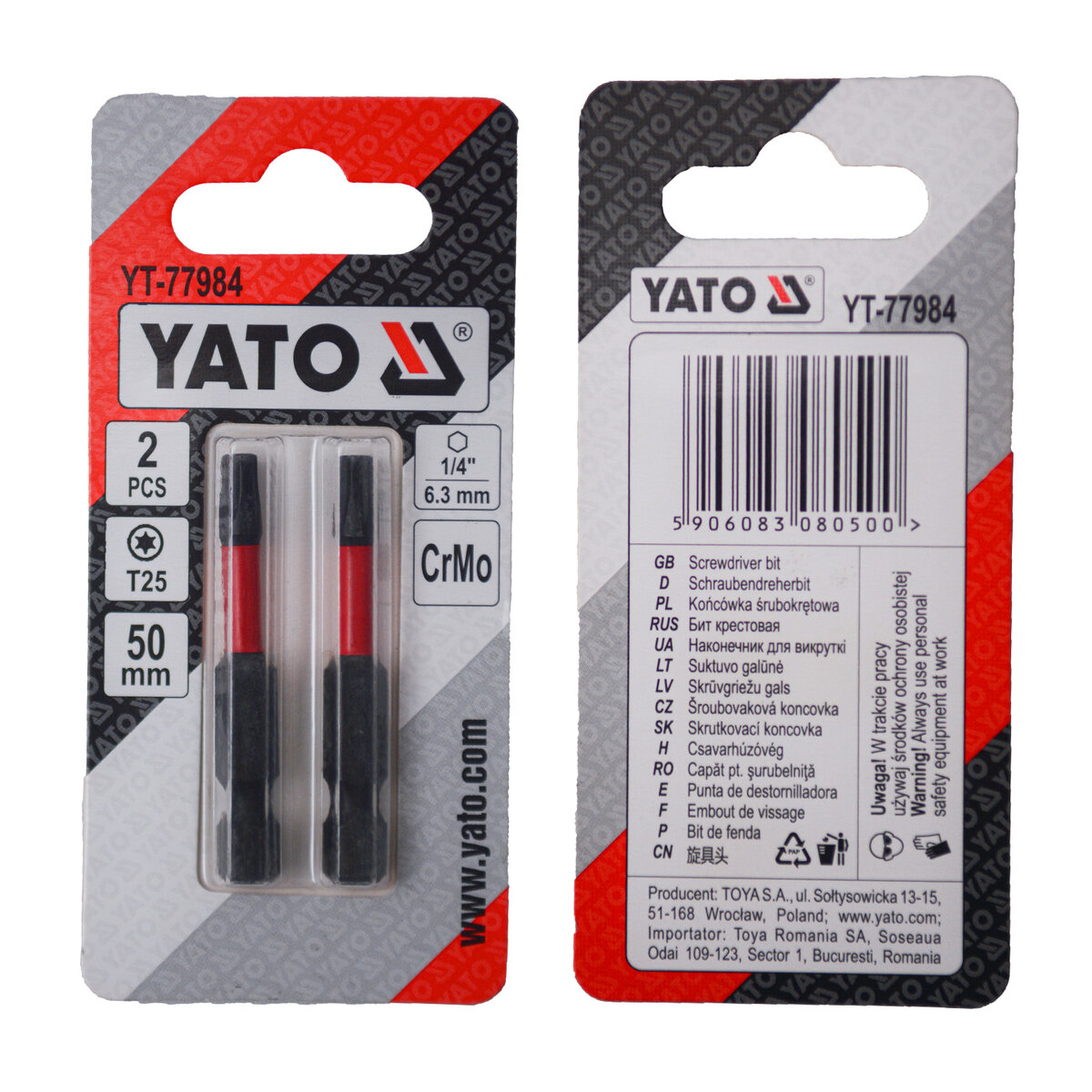 Отверточная насадка YATO TORX T25 х 50 мм. HEX 1/4