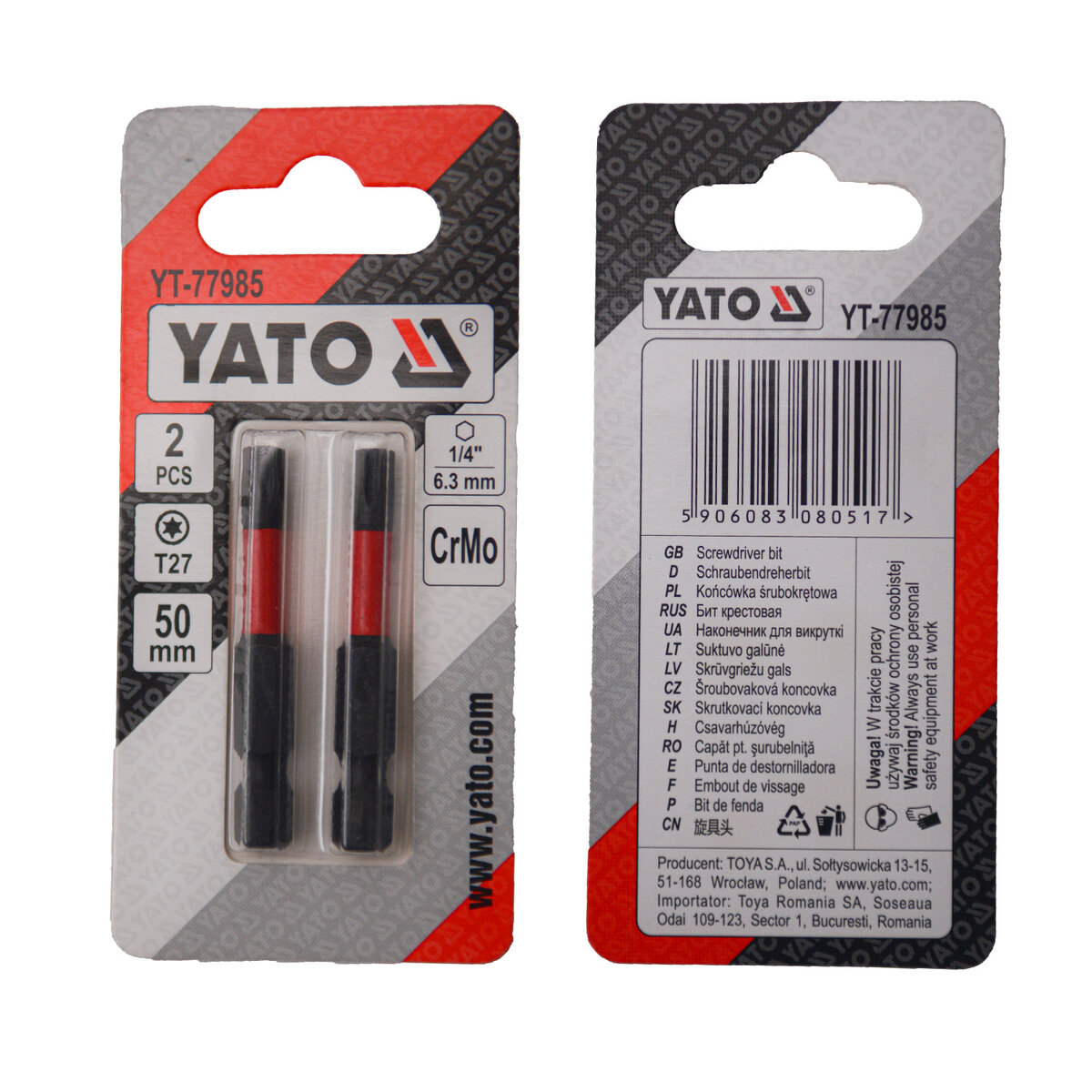 Отверточная насадка YATO TORX T27 х 50 мм. HEX 1/4