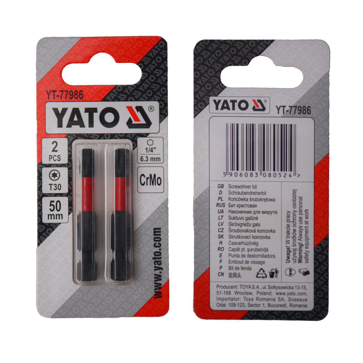 Отверточная насадка YATO TORX T30 х 50 мм. HEX 1/4