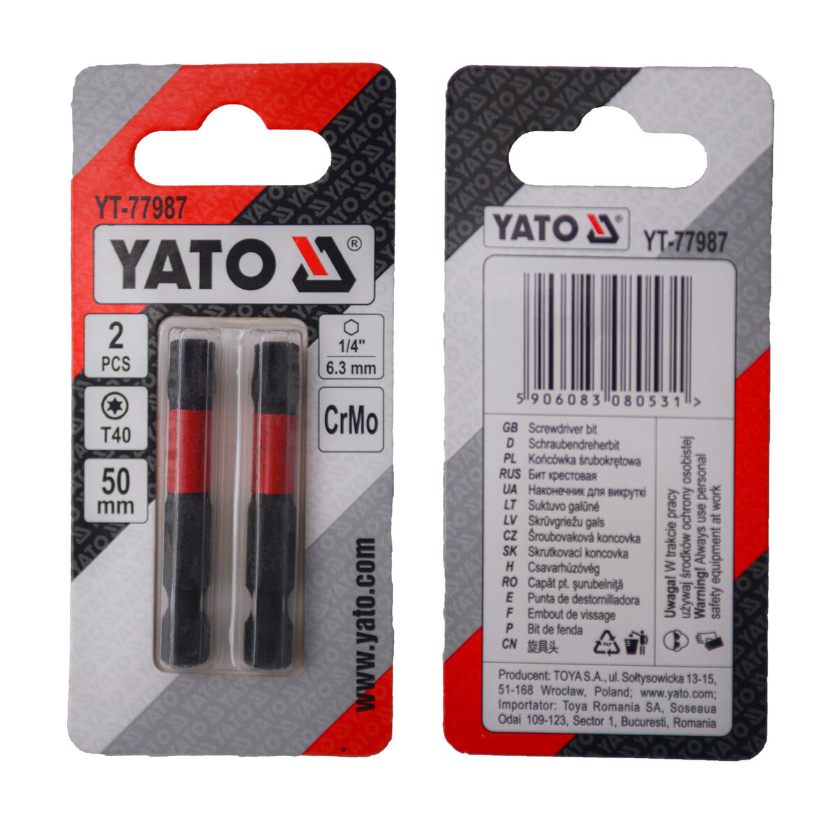 Отверточная насадка YATO TORX T40 х 50 мм. HEX 1/4