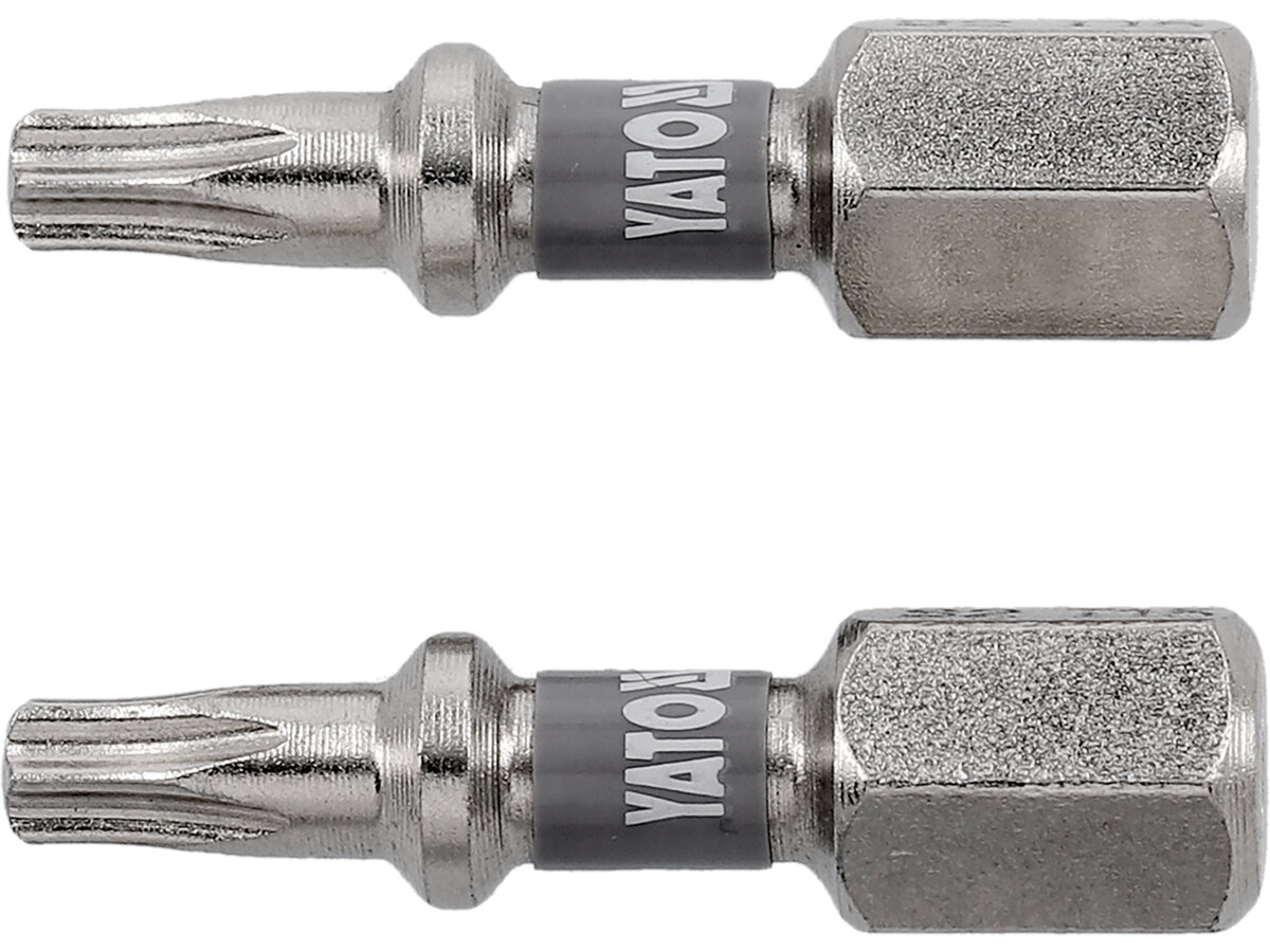 Отверточная насадка YATO TORX T15 х 25 мм. HEX 1/4", покрытая никелем, 2 шт. YATO YT-78012