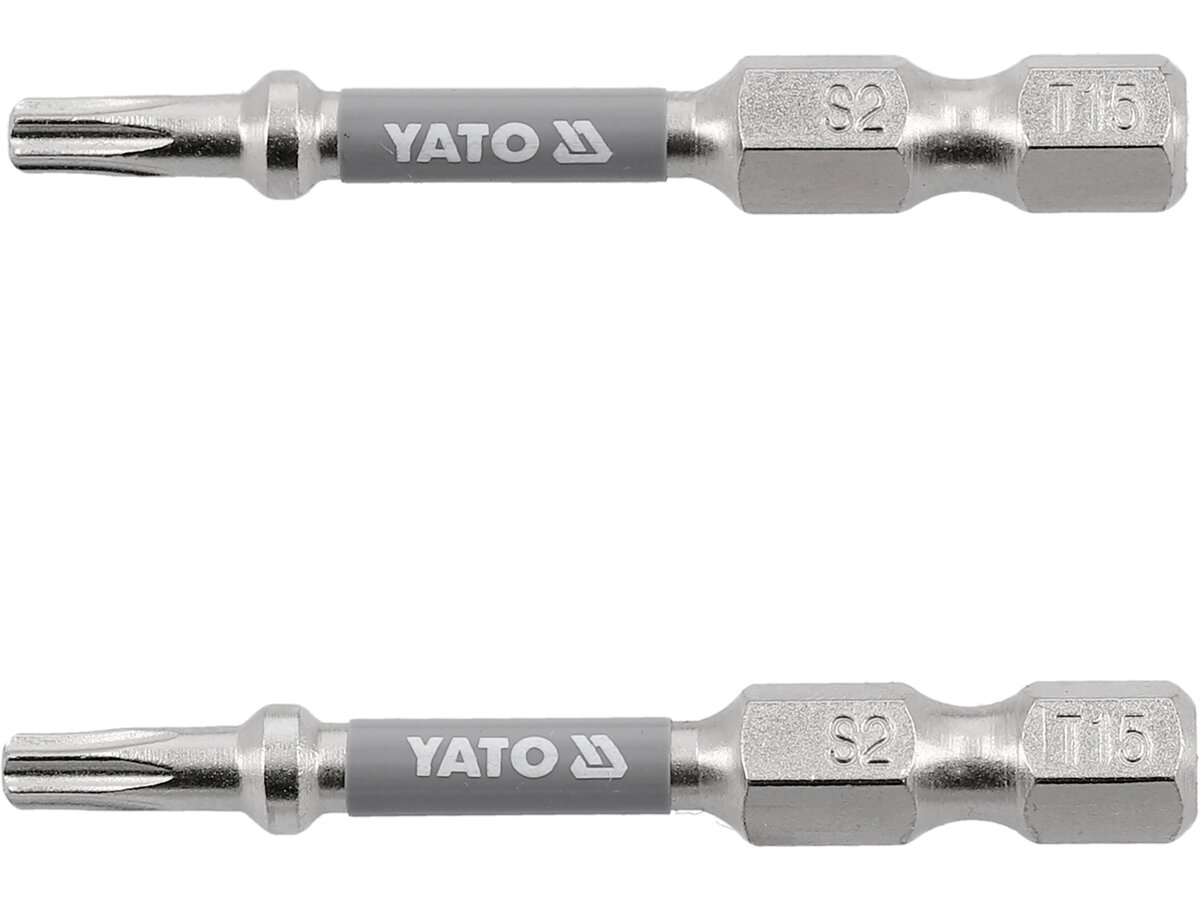 Отверточная насадка YATO TORX T15 х 50 мм. HEX 1/4", покрытая никелем, 2 шт. YATO YT-78032