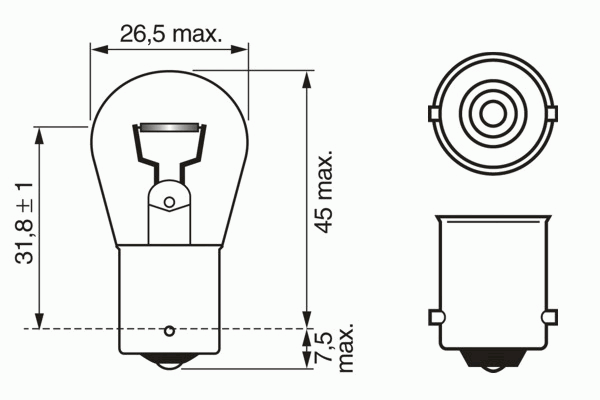 Лампа накаливания BOSCH 1 987 302 280 (фара заднего хода, фонарь указателя поворота, противотуманная фара)