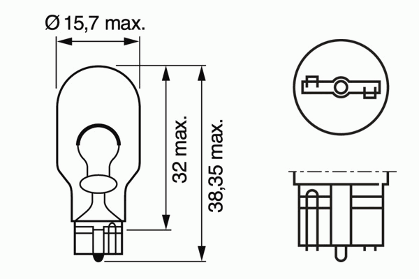 Лампа накаливания BOSCH 1 987 302 205 (фонарь указателя поворота, противотуманная фара, внутреннее освещение, стояночные огни / габаритные фонари)