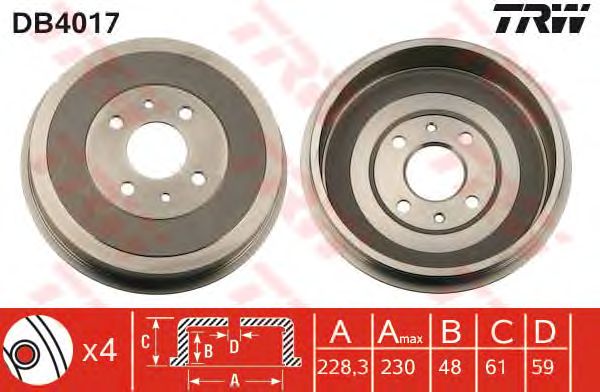 Тормозной барабан TRW DB4017