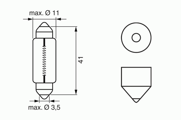 Лампа накаливания BOSCH 1 987 302 210 (фонарь указателя поворота, противотуманная фара, внутреннее освещение, стояночные огни / габаритные фонари)