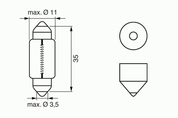 Лампа накаливания BOSCH 1 987 302 211 (фонарь указателя поворота, противотуманная фара, внутреннее освещение, стояночные огни / габаритные фонари)