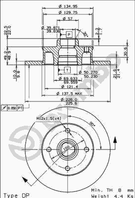Тормозной диск BREMBO 08.5005.14