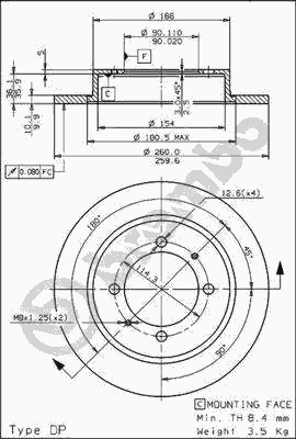 Тормозной диск BREMBO 08.7042.10