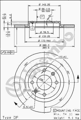 Тормозной диск BREMBO 08.7238.10