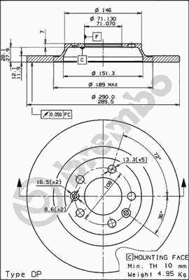 Тормозной диск BREMBO 08.8682.10