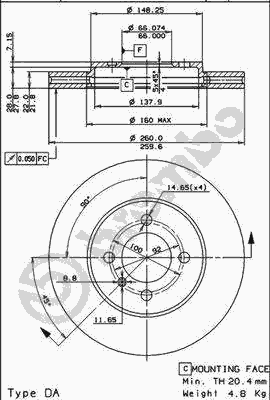 Тормозной диск BREMBO 09.4883.10