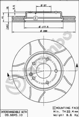 Гальмівний диск BREMBO 09.6845.75