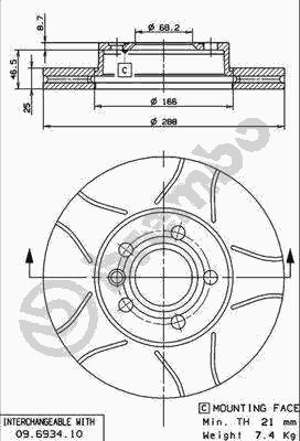 Тормозной диск BREMBO 09.6934.75